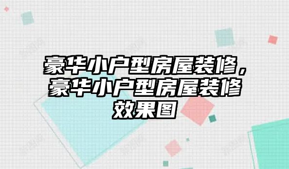 豪華小戶型房屋裝修，豪華小戶型房屋裝修效果圖