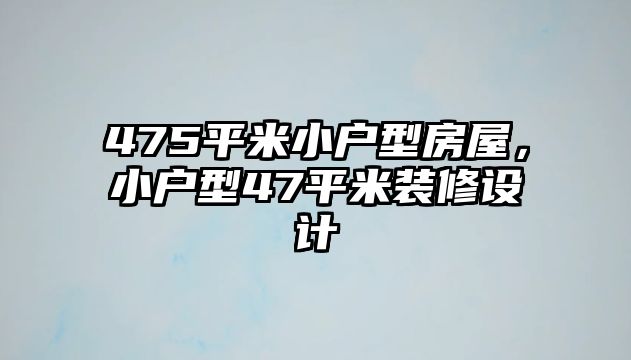 475平米小戶型房屋，小戶型47平米裝修設計